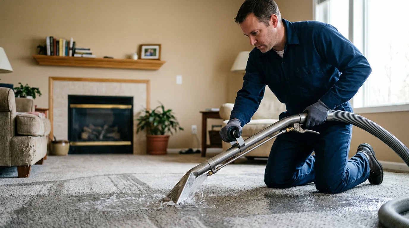 Water damage restoration technician working near Pennsauken, NJ